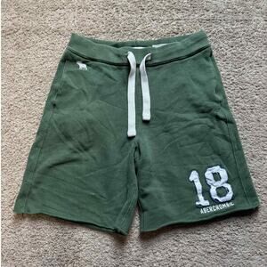 Y2K Abercrombie 1892 Cotton Blend Drawstring Waist Sweat Short Green Boys Size L